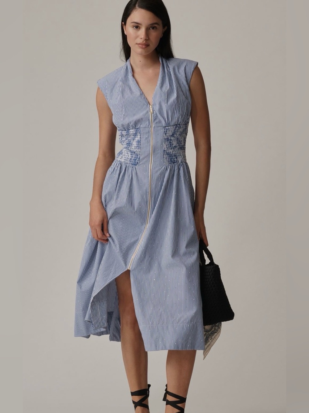 Anthropologie Tommie dress in blue white stripes Shine edition size Large